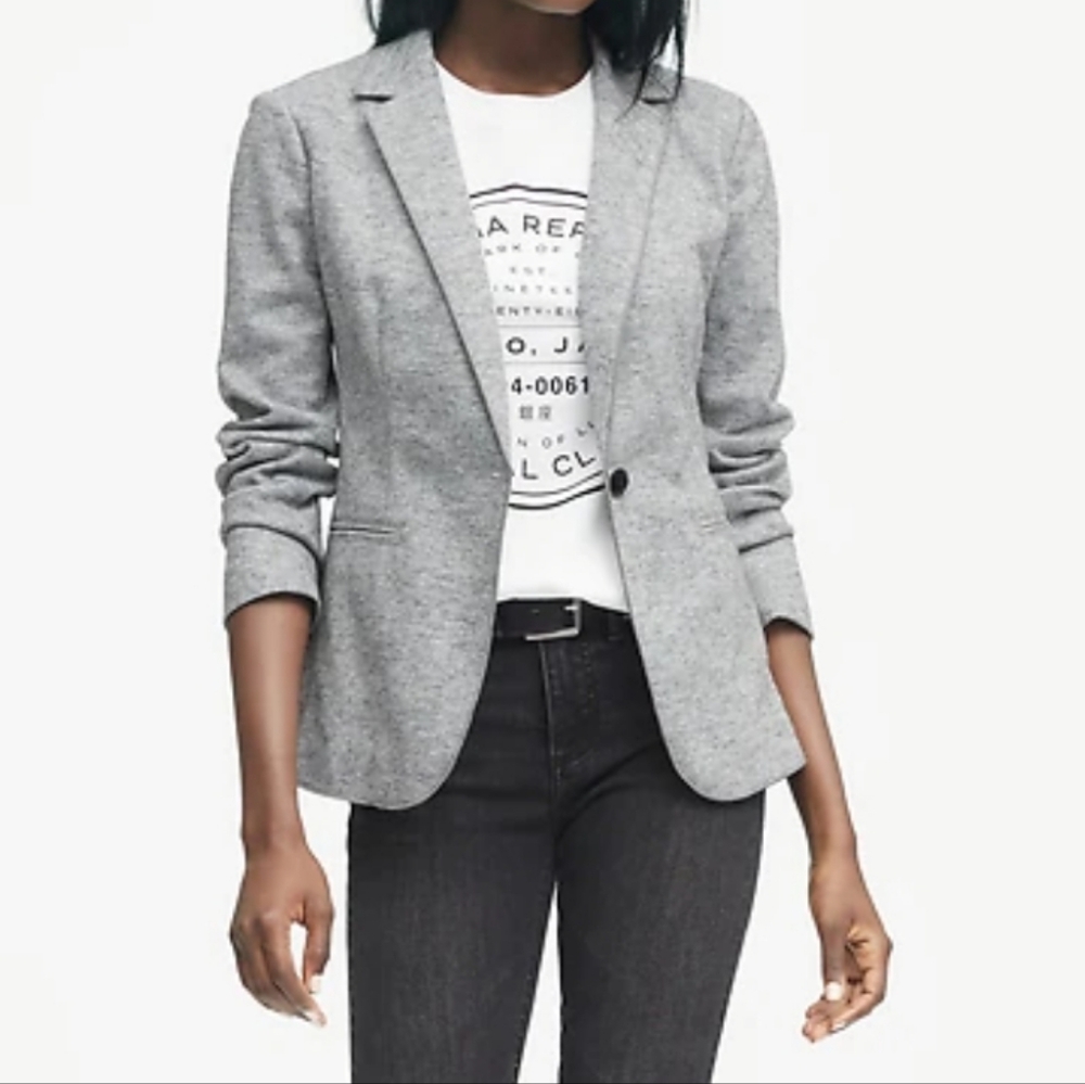 Banana Republic Gray Tailored Single-Button Blazer
